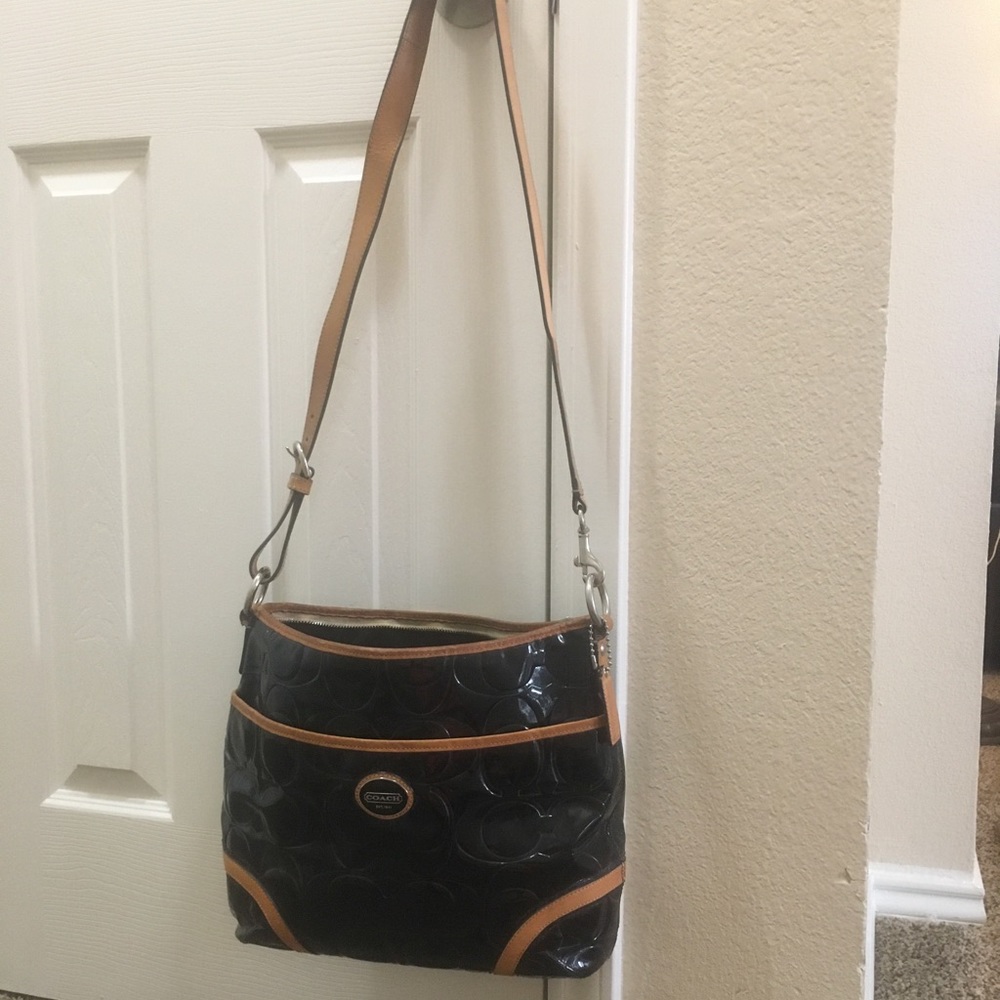 Coach Black Patten Leather Crossbody Bag